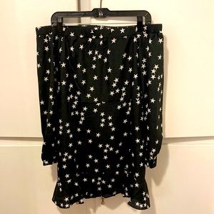 NWT Cotton Candy LA M White Stars and Blue Off the Shoulder Dress w/ Zip in Back